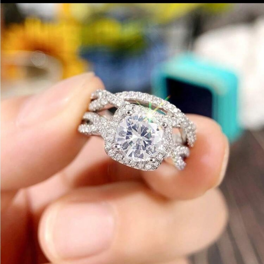 Silver Engagement Style Ring Set - Picture 3 of 3